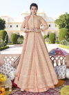 Peach Colour Fancy Designer Latest Wedding Wear Heavy Faux Georgette with work Stylish Gown Collection 984